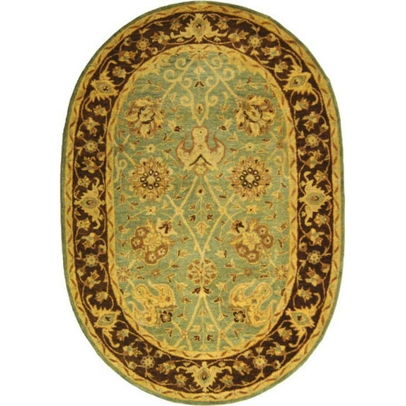 SAFAVIEH Antiquity Lilibeth Oriental Wool Area Rug, Green/Brown, 7'6" x 9'6" Oval