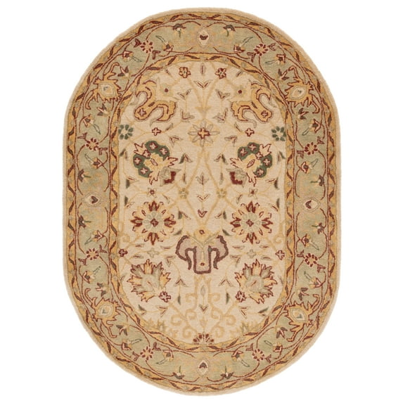 SAFAVIEH Antiquity Lilibeth Oriental Wool Area Rug, Ivory, 4'6" x 6'6" Oval