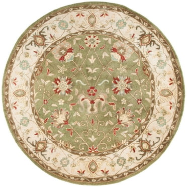 SAFAVIEH Antiquity Lilibeth Traditional Floral Wool Area Rug, Sage, 3'6" x 3'6" Round