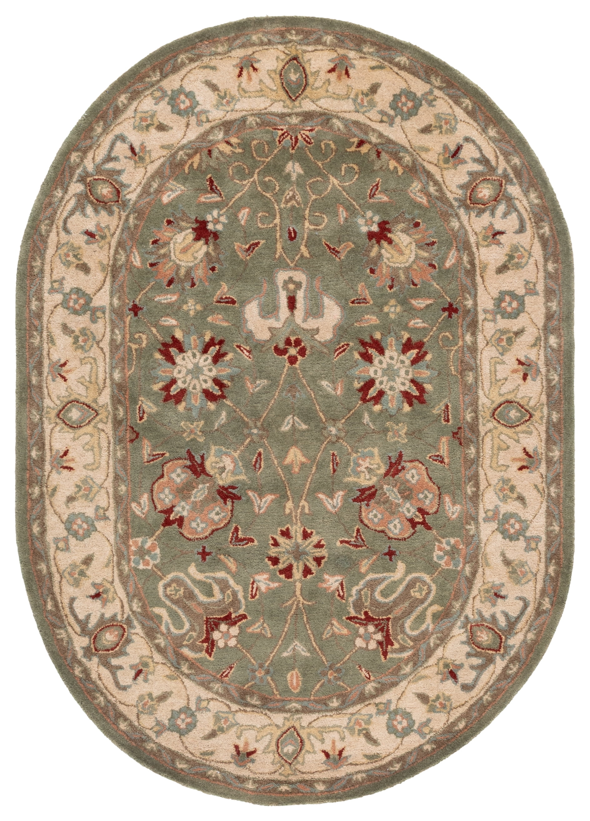 SAFAVIEH Antiquity Lilibeth Oriental Wool Area Rug, Sage, 4'6" x 6'6" Oval