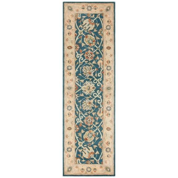 SAFAVIEH Antiquity Lilibeth Traditional Floral Wool Runner Rug, Blue, 2'3" x 8'