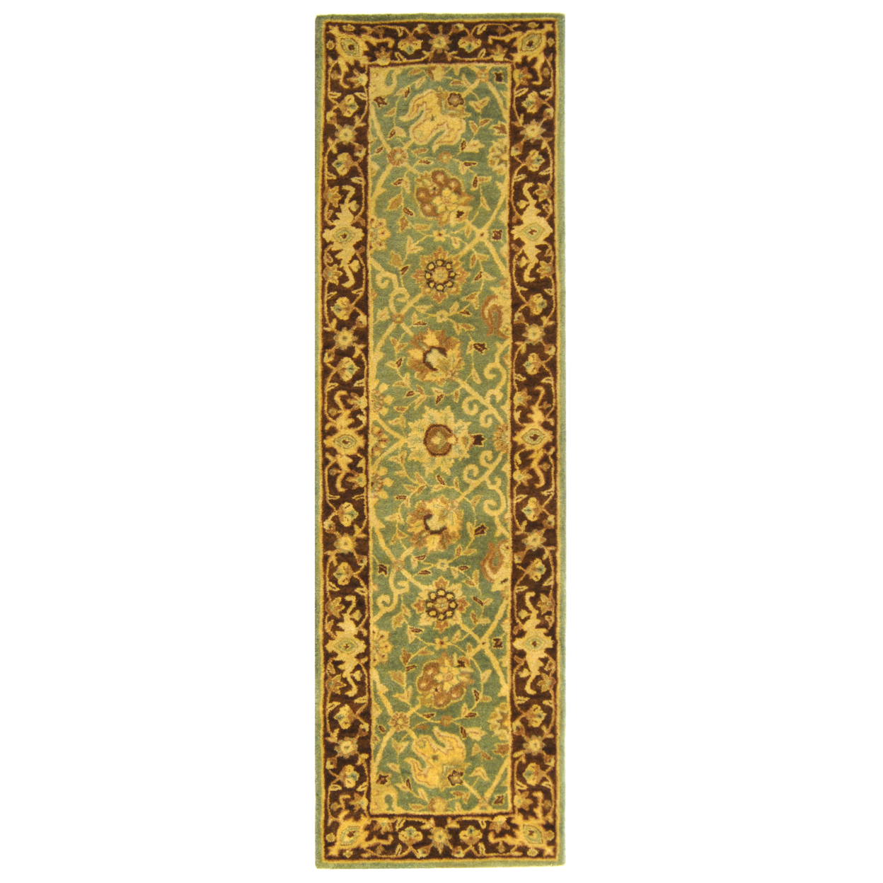 SAFAVIEH Antiquity Lilibeth Traditional Floral Wool Runner Rug, Green/Brown, 2'3" x 8' - image 1 of 8