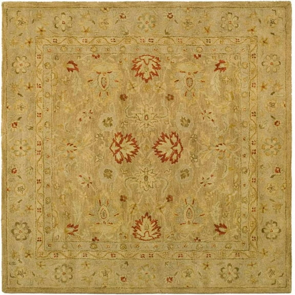 SAFAVIEH Antiquity Lorraine Floral Bordered Wool Area Rug, Brown/Beige, 4' x 4' Square