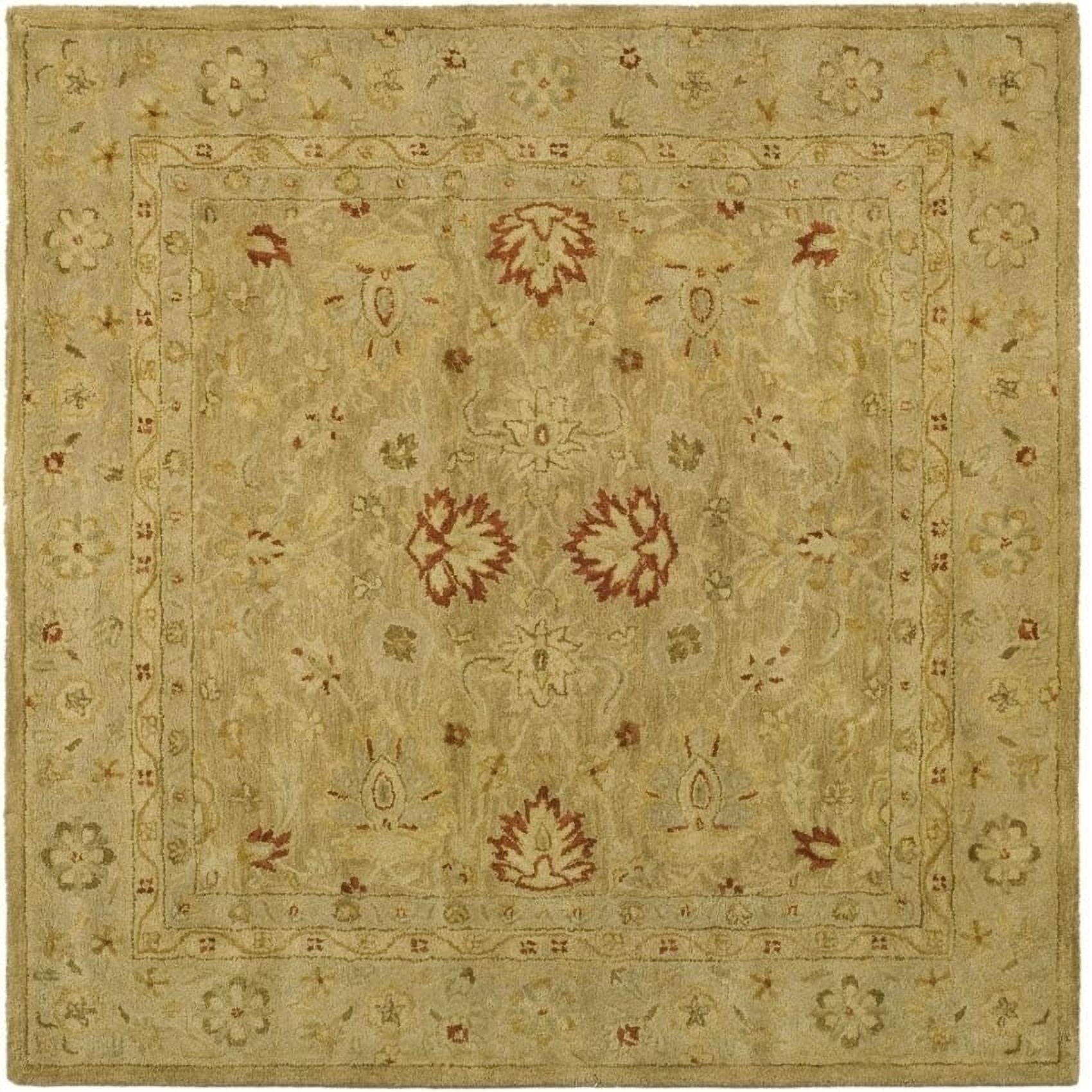 Heirloom Brown and Beige Wool 6' Square Area Rug