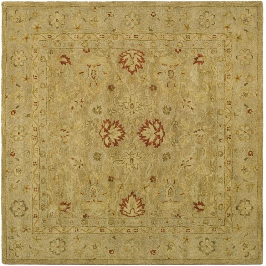 Heirloom Brown and Beige Wool 6' Square Area Rug