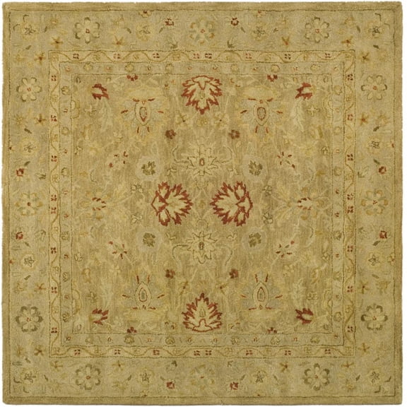 SAFAVIEH Antiquity Lorraine Floral Bordered Wool Area Rug, Brown/Beige, 8' x 8' Square