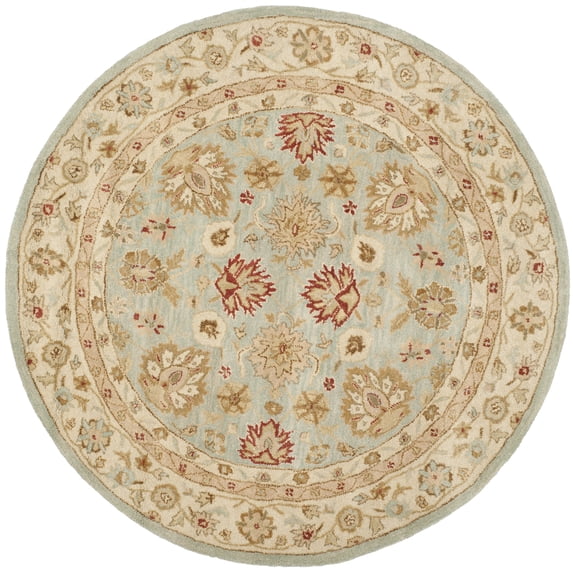 SAFAVIEH Antiquity Lorraine Oriental Wool Area Rug, Grey Blue/Beige, 10' x 10' Round