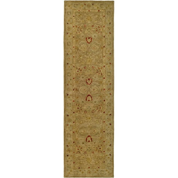 SAFAVIEH Antiquity Lorraine Floral Bordered Wool Runner Rug, Brown/Beige, 2'3" x 10'