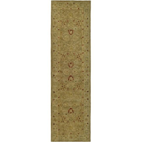 SAFAVIEH Antiquity Lorraine Floral Bordered Wool Runner Rug, Brown/Beige, 2'3" x 18'