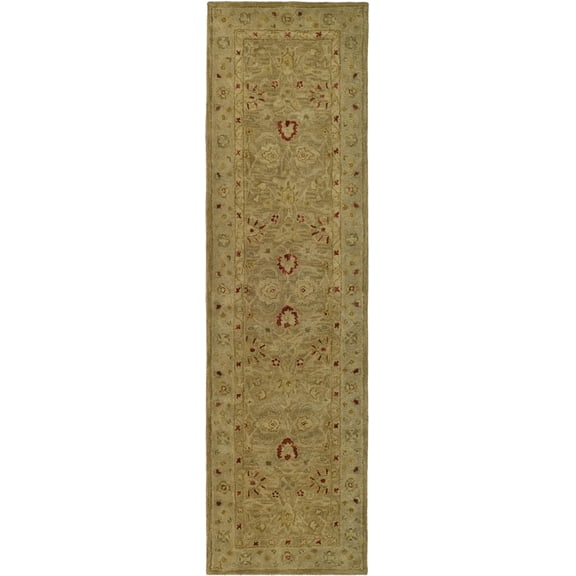 SAFAVIEH Antiquity Lorraine Floral Bordered Wool Runner Rug, Brown/Beige, 2'3" x 6'