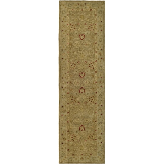 SAFAVIEH Antiquity Lorraine Floral Bordered Wool Runner Rug, Brown/Beige, 2'3" x 8'