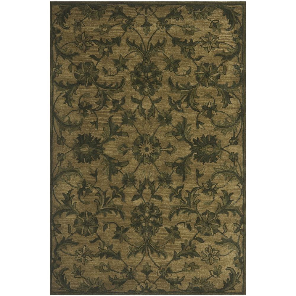Olive Green Hand-Tufted Wool Rectangular Rug 2' x 3'