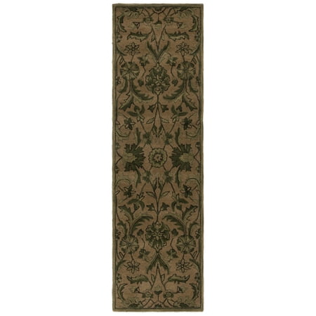SAFAVIEH Antiquity May Floral Vines Wool Runner Rug, Olive/Green, 2'3" x 12'
