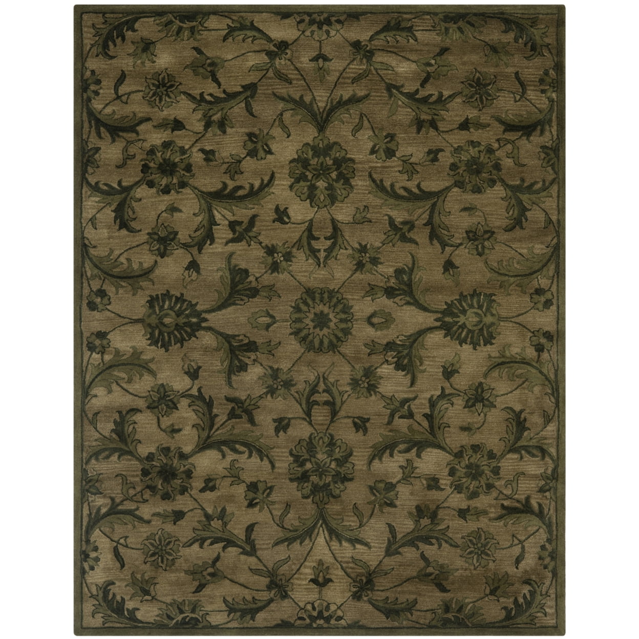 Handmade Olive Green Wool Tufted Runner Rug 2'3" x 8'