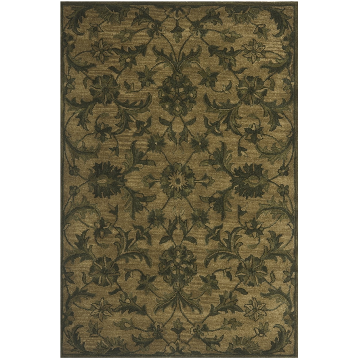 Handmade Olive Green Wool Tufted Rectangular Area Rug 3' x 5'