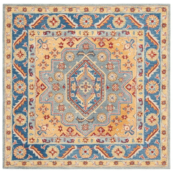 SAFAVIEH Antiquity Napier Oriental Area Rug, Blue/Gold, 6' x 6' Square