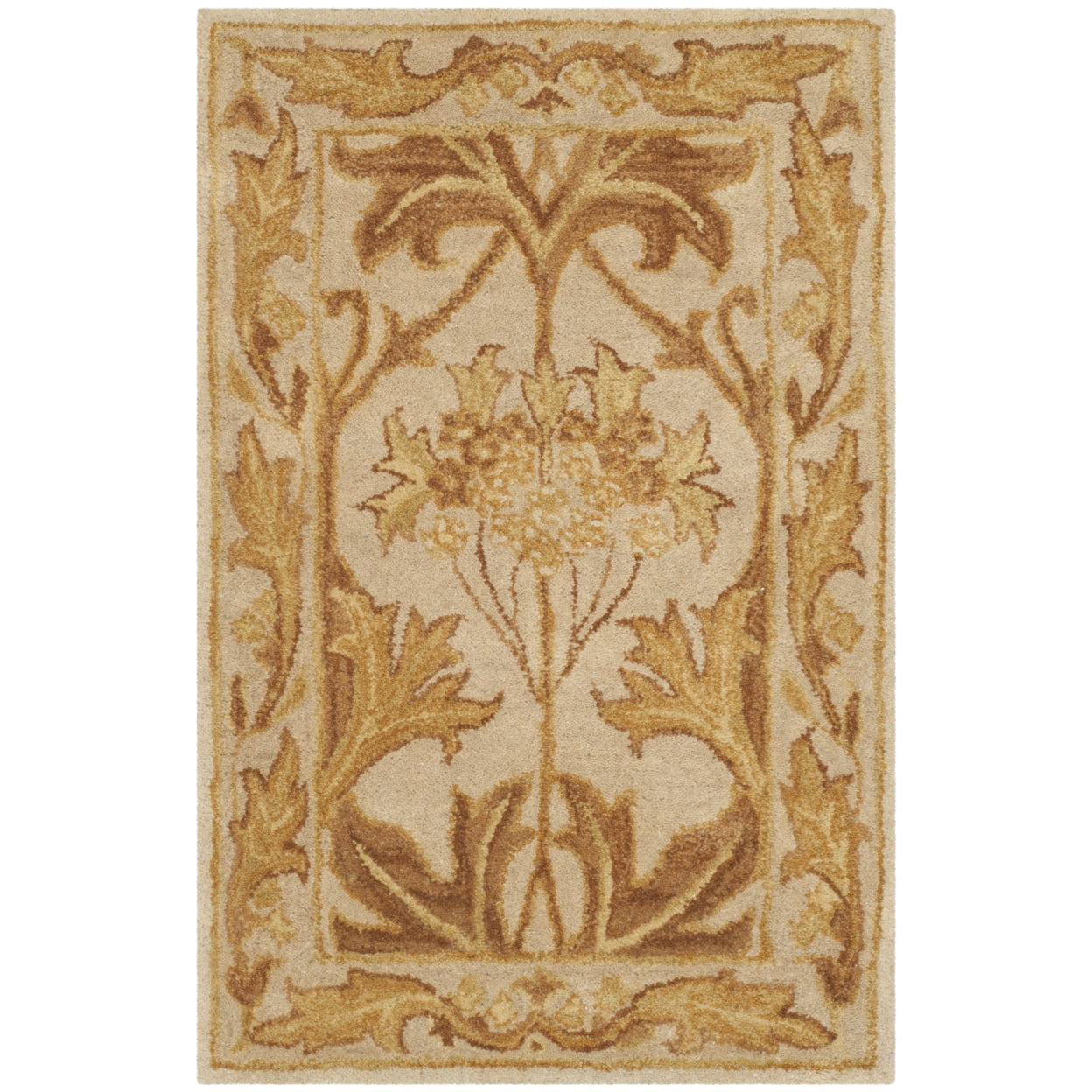 Beige and Gold Handmade Wool Tufted Area Rug
