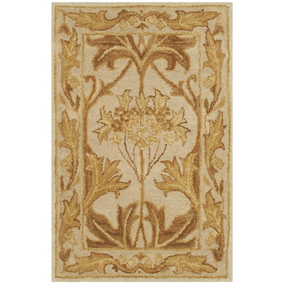 SAFAVIEH Antiquity Rachelle Floral Wool Area Rug, Beige/Gold, 2' x 3'