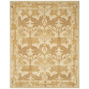 SAFAVIEH Antiquity Rachelle Floral Bordered Wool Area Rug, Beige/Gold, 7'6" x 9'6"