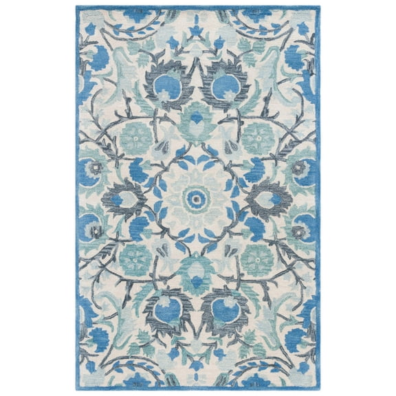 SAFAVIEH Antiquity Raschelle Oriental Wool Area Rug, Ivory/Blue, 2' x 3'