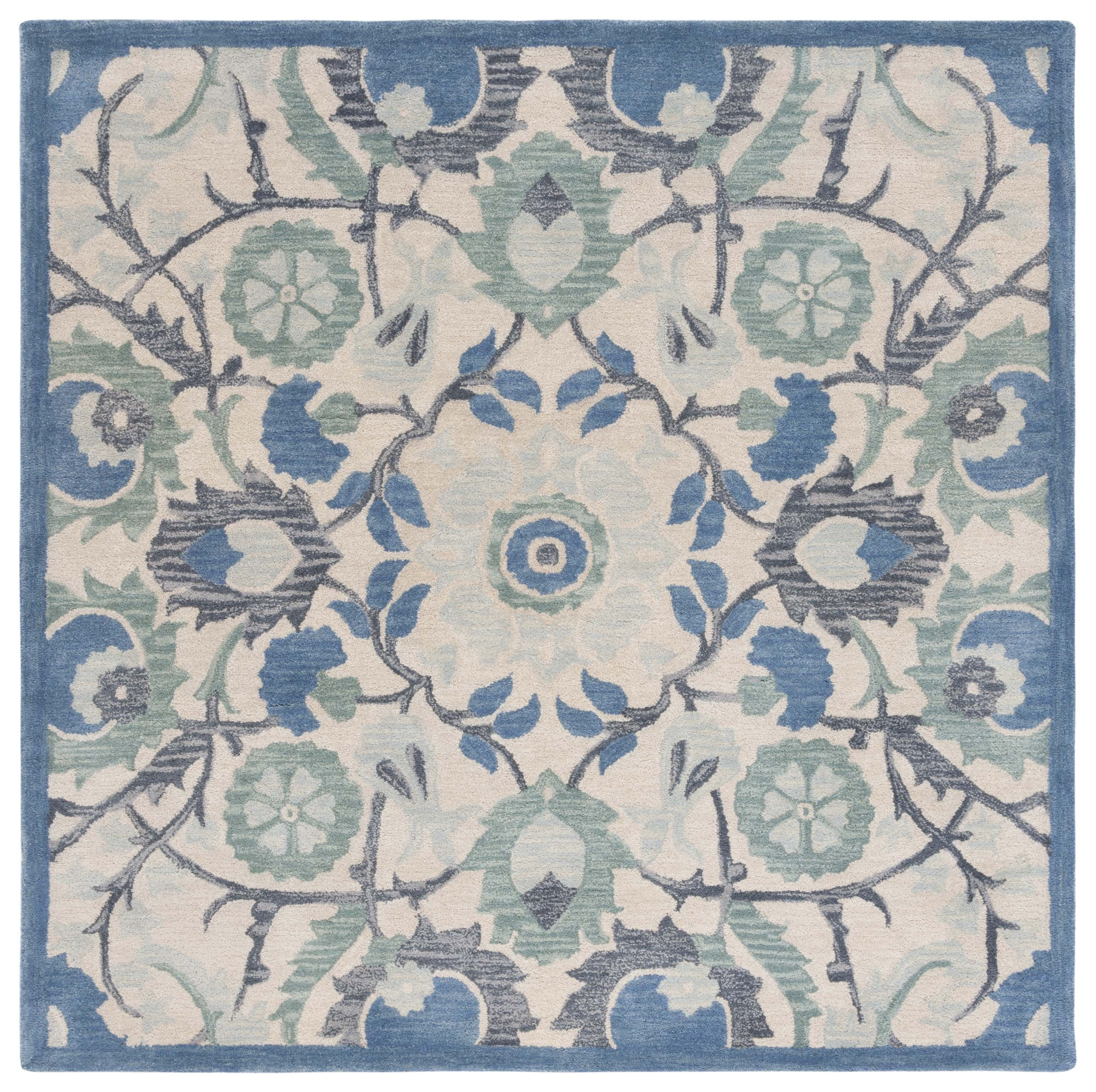 SAFAVIEH Antiquity Raschelle Oriental Wool Area Rug, Ivory/Blue, 6' x 6' Square