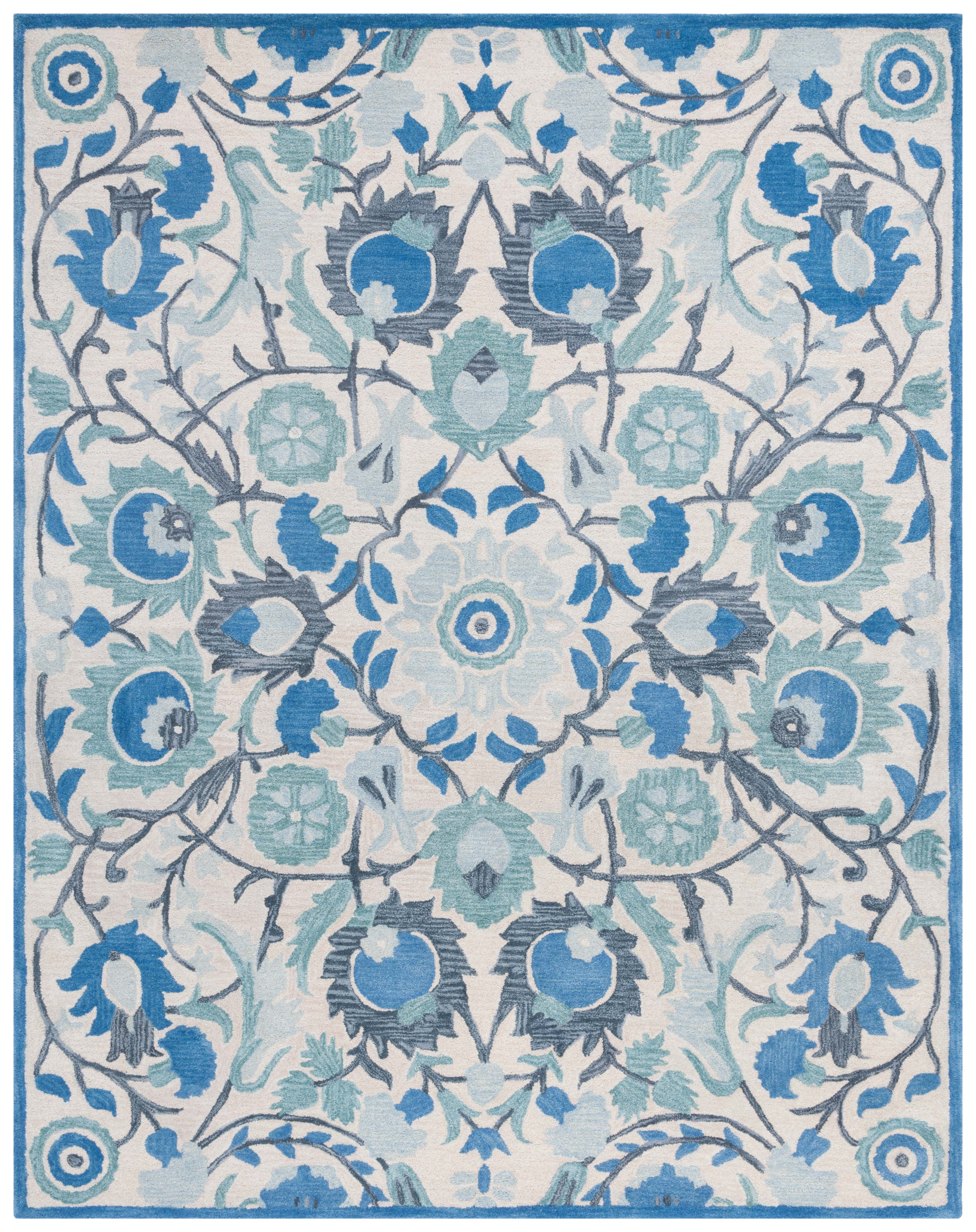 SAFAVIEH Antiquity Raschelle Oriental Wool Area Rug, Ivory/Blue, 9' x 12'
