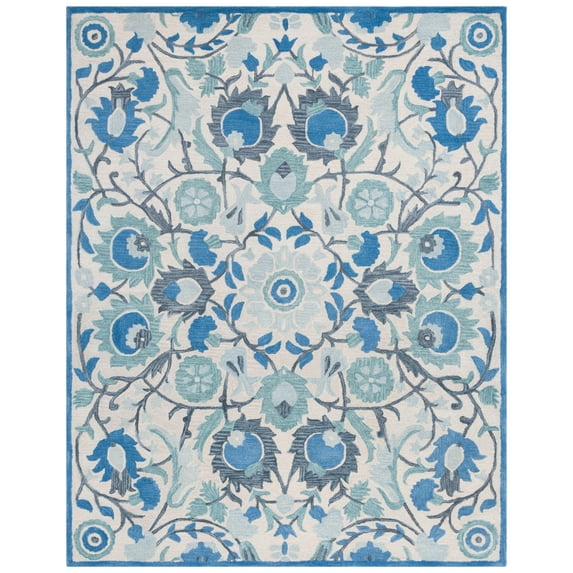 SAFAVIEH Antiquity Raschelle Oriental Wool Area Rug, Ivory/Blue, 9' x 12'