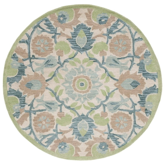 SAFAVIEH Antiquity Raschelle Oriental Wool Area Rug, Ivory/Green, 6' x 6' Round