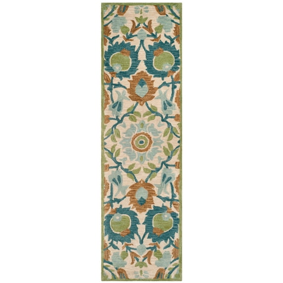SAFAVIEH Antiquity Raschelle Oriental Wool Runner Rug, Ivory/Green, 2'3" x 12'