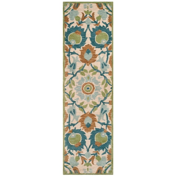 SAFAVIEH Antiquity Raschelle Oriental Wool Runner Rug, Ivory/Green, 2'3" x 8'