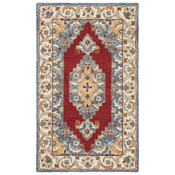 SAFAVIEH Antiquity Shawn Traditional Wool Area Rug, Blue/Red, 4' x 6'
