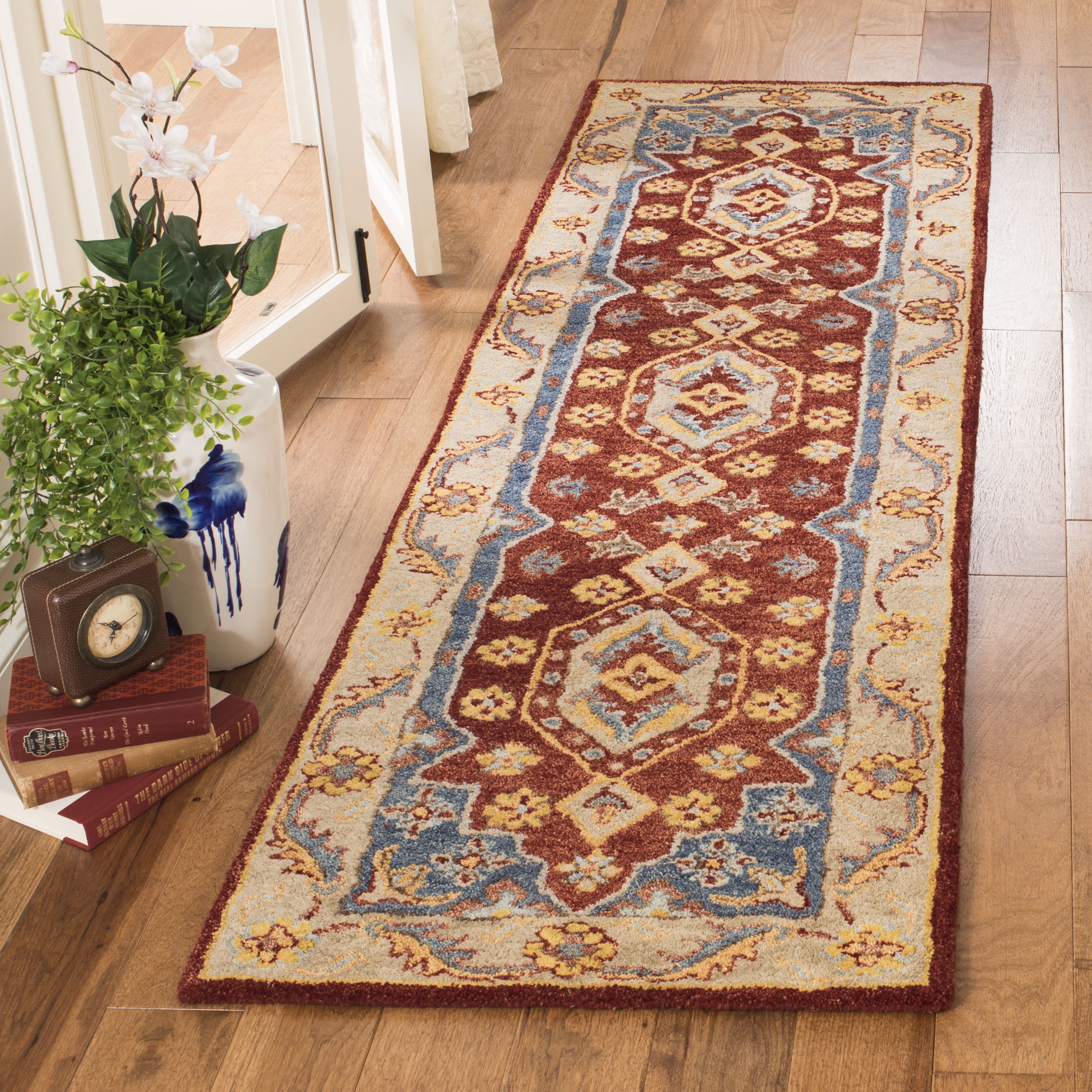 Handmade Red Wool Tufted Runner Rug 2'3" x 8'