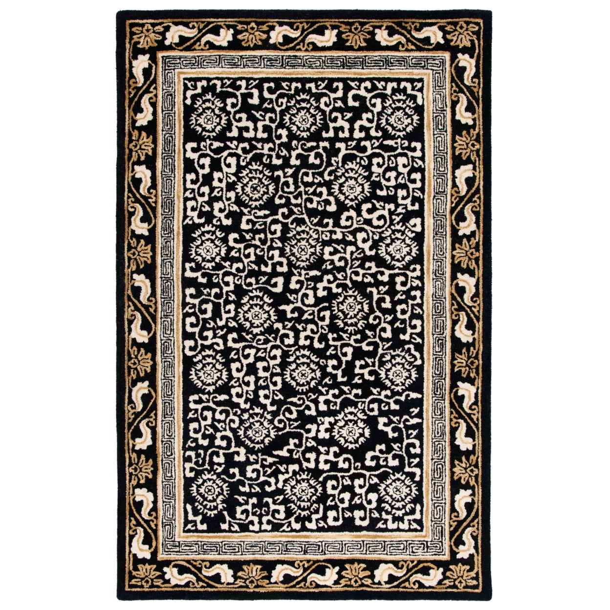 Handmade Black and Ivory Wool 8' x 10' Tufted Area Rug