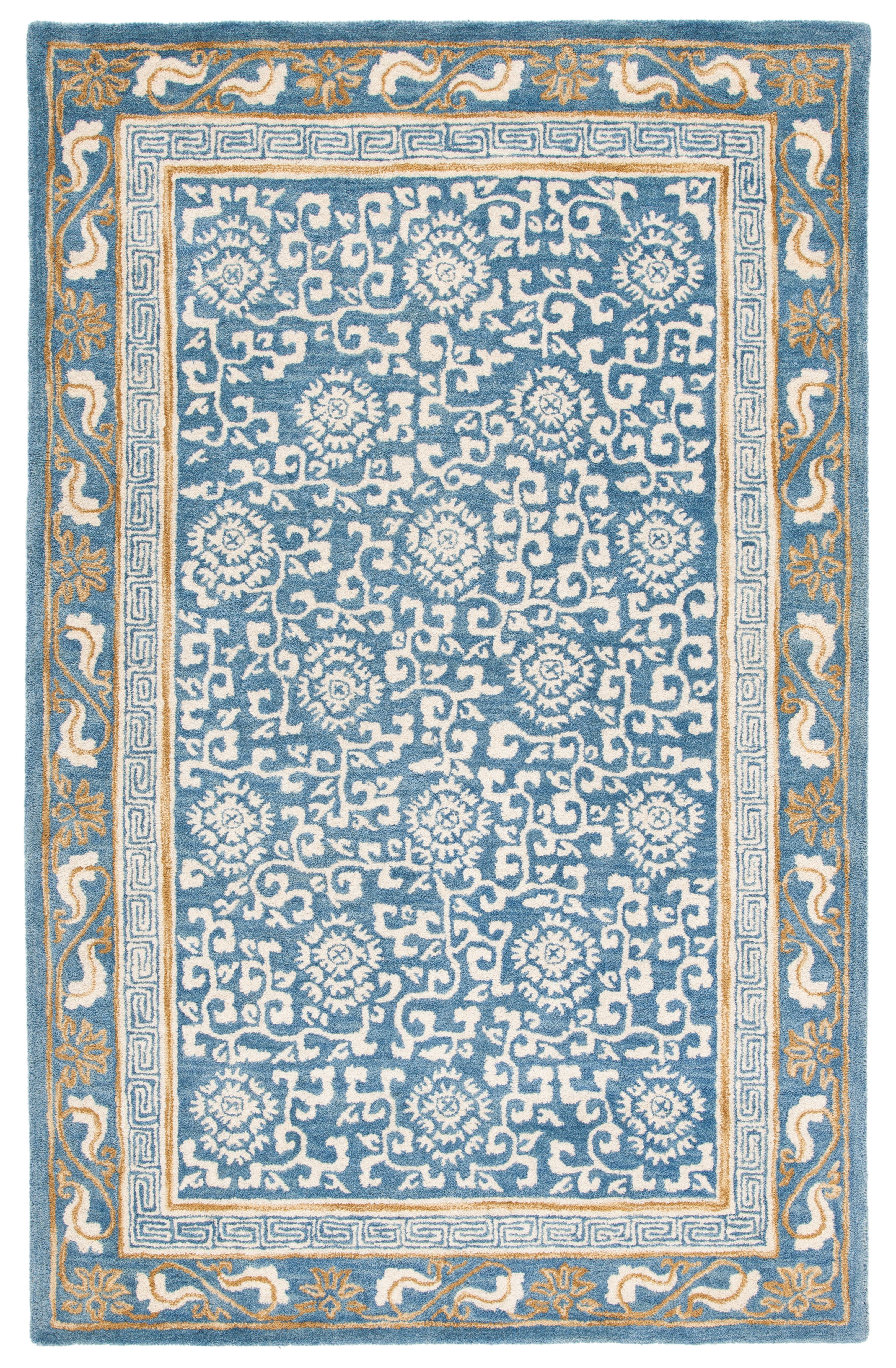 SAFAVIEH Antiquity Tiarnan Oriental Wool Area Rug, Blue/Ivory, 5' x 8'