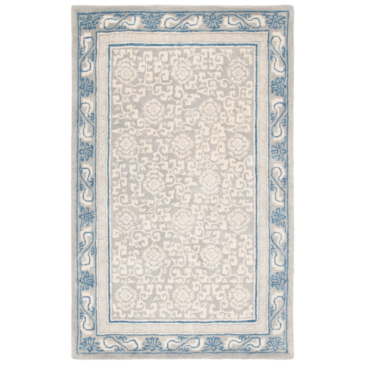 Gray and Ivory Handmade Wool 4' x 6' Area Rug