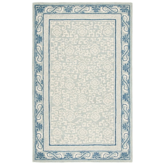SAFAVIEH Antiquity Tiarnan Oriental Wool Area Rug, Light Blue/Ivory, 3' x 5'