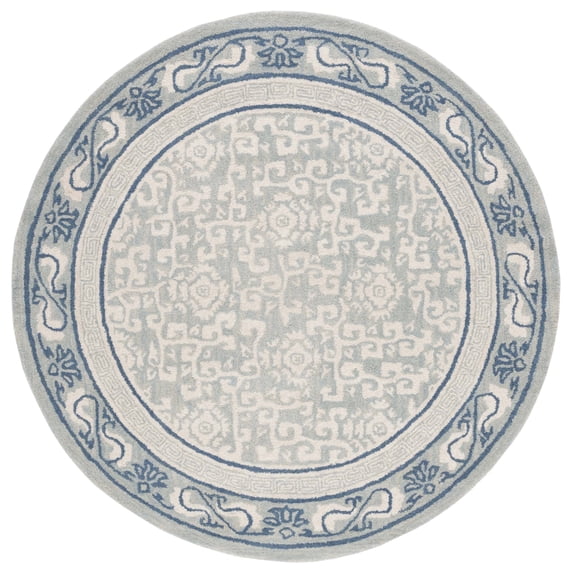 SAFAVIEH Antiquity Tiarnan Oriental Wool Area Rug, Light Blue/Ivory, 6' x 6' Round