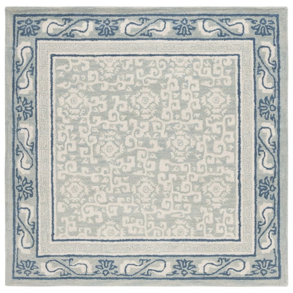 SAFAVIEH Antiquity Tiarnan Oriental Wool Area Rug, Light Blue/Ivory, 6' x 6' Square