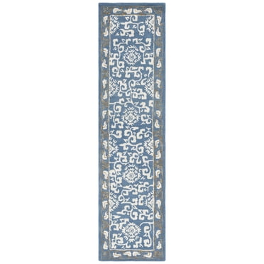 SAFAVIEH Antiquity Tiarnan Oriental Wool Runner Rug, Blue/Ivory, 2'3" x 9'