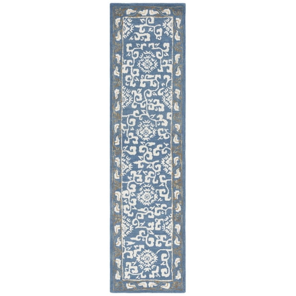 SAFAVIEH Antiquity Tiarnan Oriental Wool Runner Rug, Blue/Ivory, 2'3" x 9'