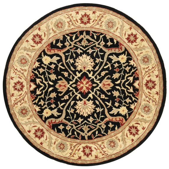 SAFAVIEH Antiquity Toireasa Oriental Wool Area Rug, Black, 6' x 6' Round