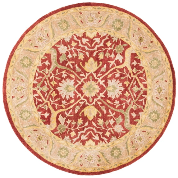 SAFAVIEH Antiquity Toireasa Oriental Wool Area Rug, Rust, 3'6" x 3'6" Round