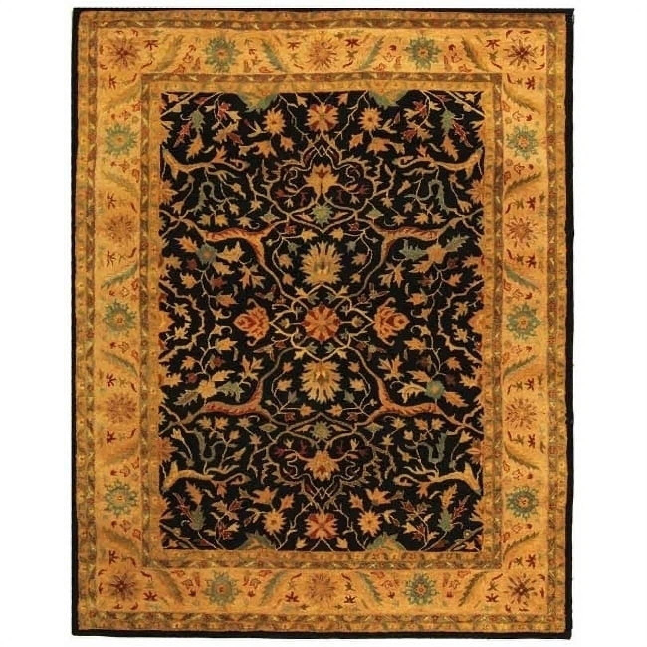 Handmade Black and Gold Round Wool Tufted Area Rug