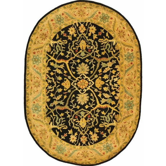 SAFAVIEH Antiquity Toireasa Oriental Wool Area Rug, Black, 7'6" x 9'6" Oval