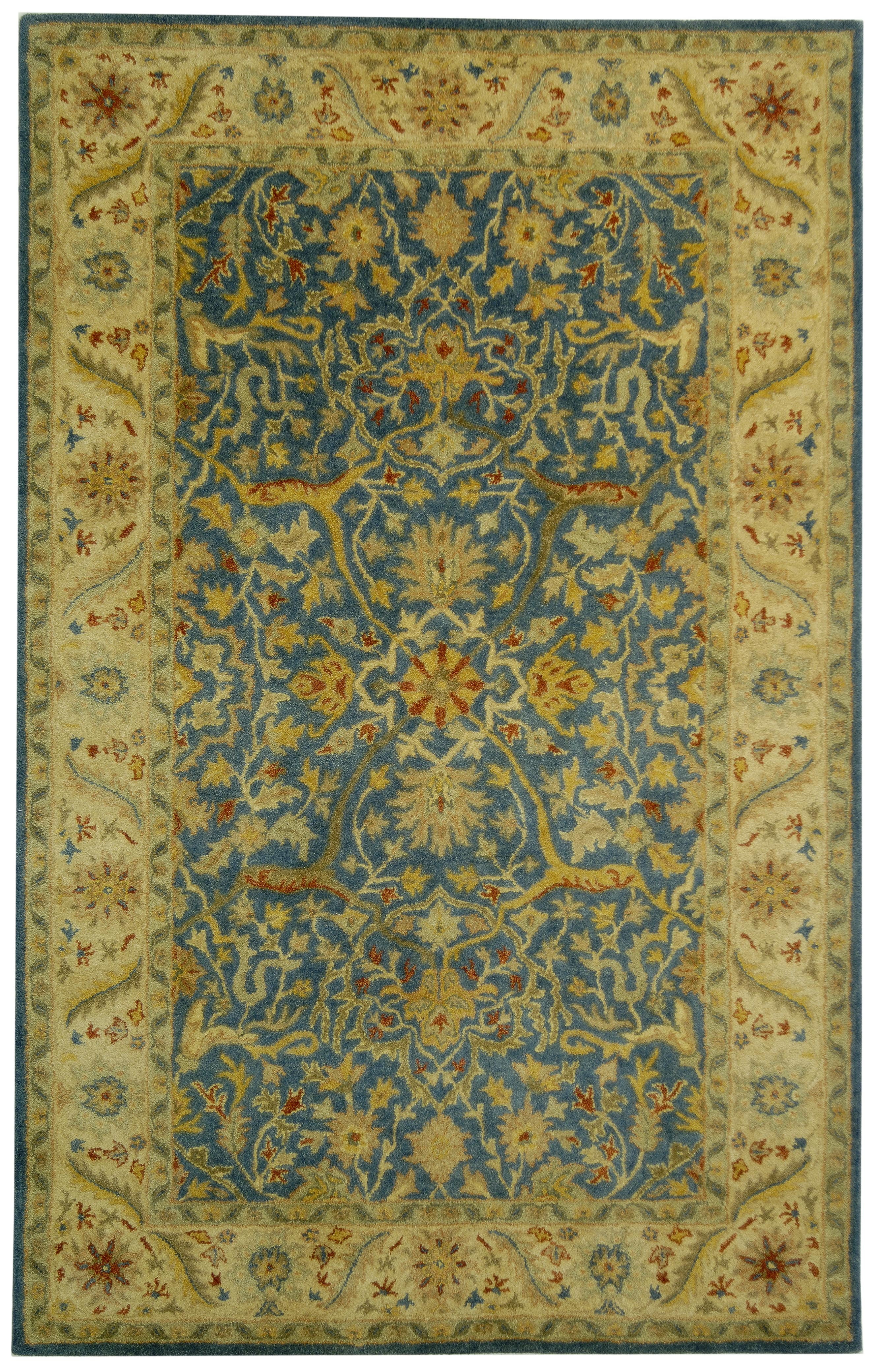 Heirloom Blue Wool 5' x 8' Hand-Tufted Rectangular Area Rug