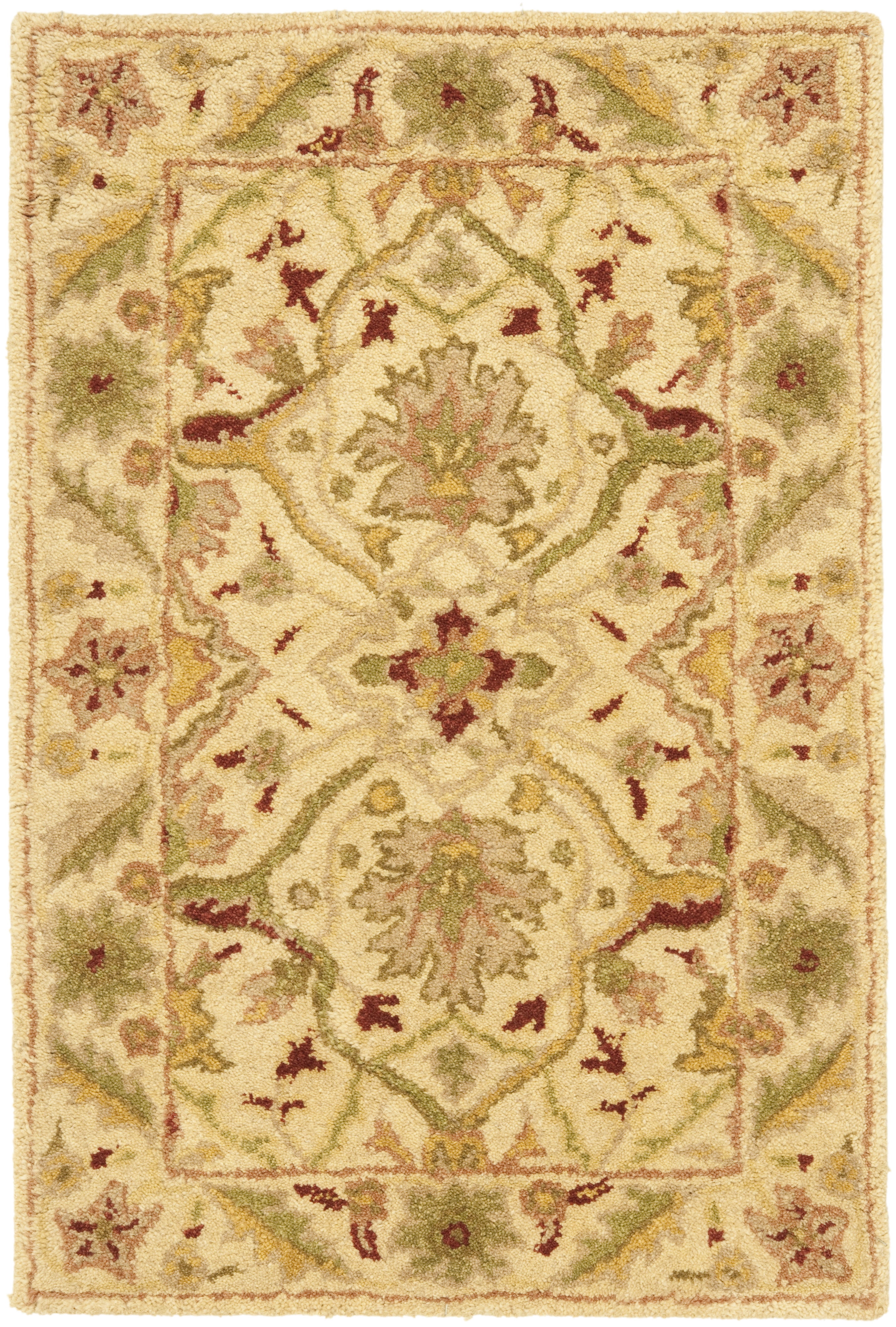 Elegant Ivory Wool 3' x 5' Hand-Tufted Rectangular Area Rug
