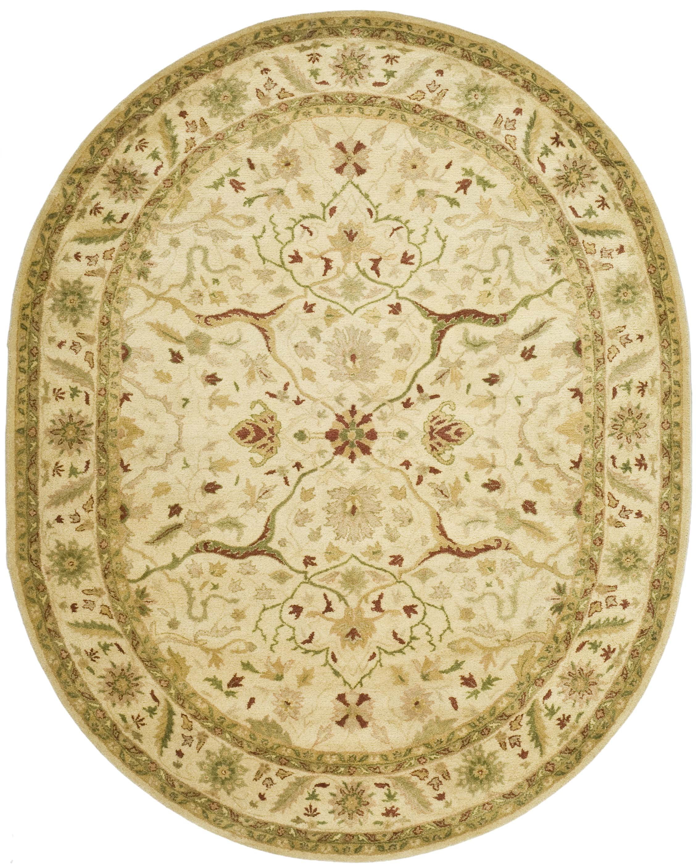 Elegant Ivory Oval Hand-Tufted Wool Area Rug, 7'6" x 9'6"