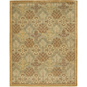 SAFAVIEH Antiquity Trafford Floral Geometric Wool Area Rug, Light Blue/Gold, 4'6" x 6'6" Oval