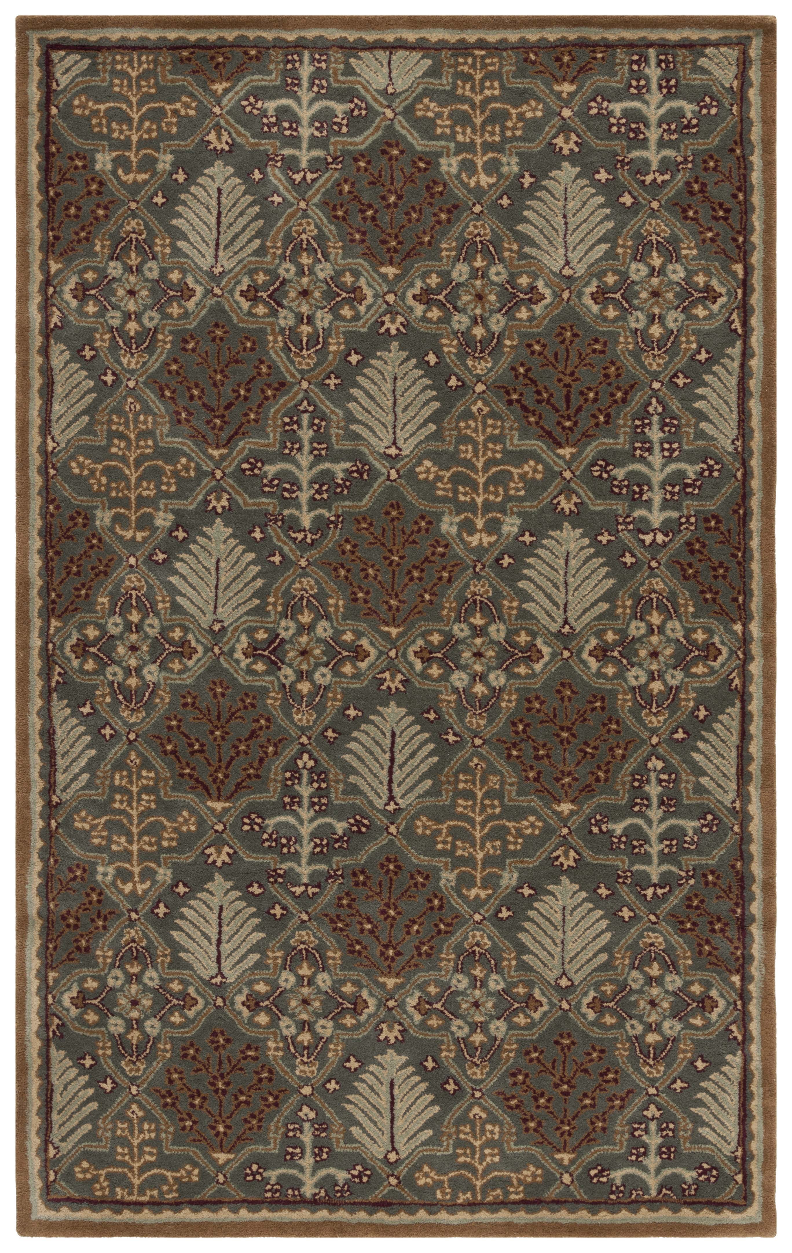 SAFAVIEH Antiquity Trafford Geometric Wool Area Rug, Light Blue/Gold, 5' x 8'