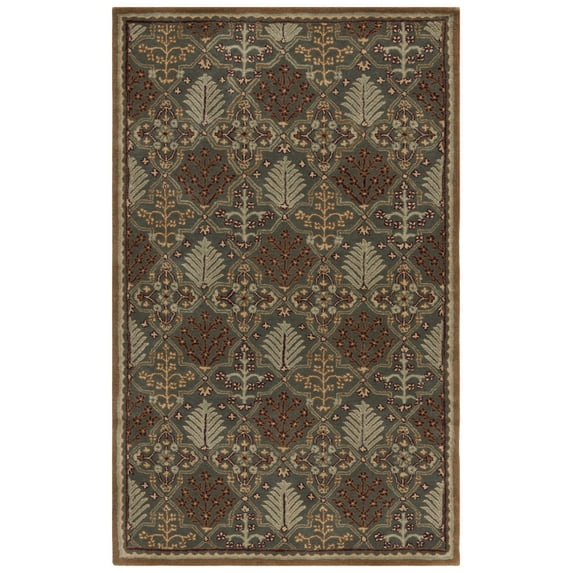 SAFAVIEH Antiquity Trafford Geometric Wool Area Rug, Light Blue/Gold, 5' x 8'